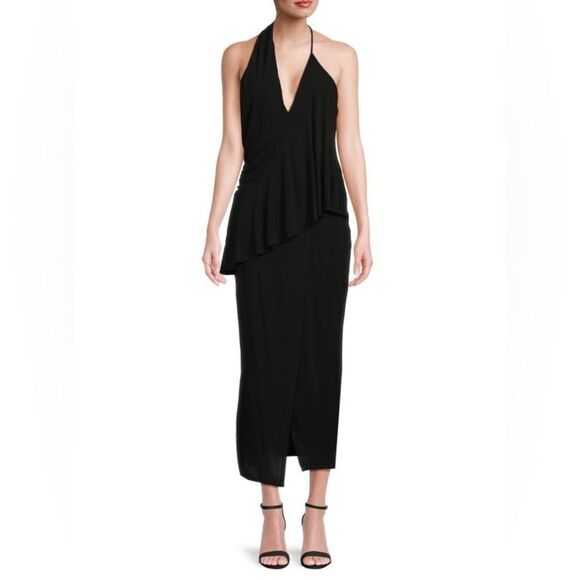 REISS Xena Halterneck Draped Maxi Dress - Picture 2 of 8